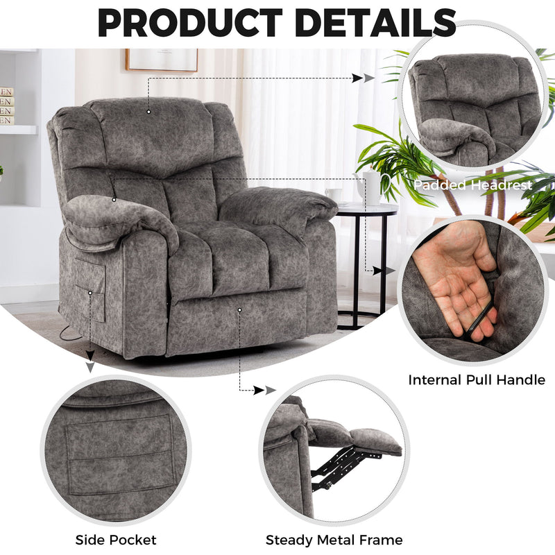 Swivel And Rocking Recliner Chair With Massage And Heating Bonded Leather Sofa