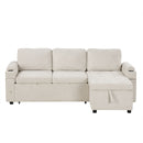 Convertible L Shaped Sofa Couch With Storage, Cup Holders, USB Ports