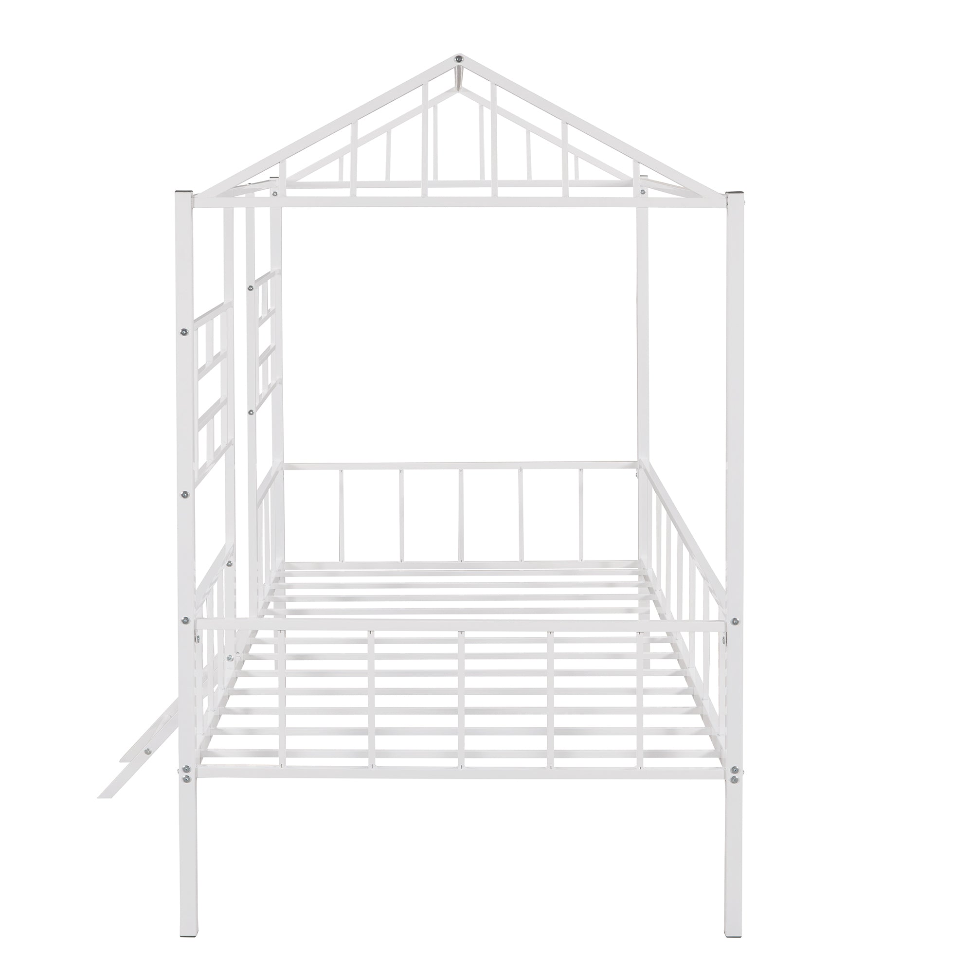 Metal House Bed Frame Twin Size with Slatted Support No Box Spring Needed White - Atlantic Fine Furniture Melbourne FL