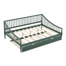 Full Size Daybed with Trundle and Support Legs, Green