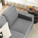 Modern Snowfleece Fabric 3 Seater Sofa With Cup Holder