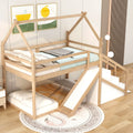 Twin Over Twin House Loft Or Bunk Bed With Slide And Staircase