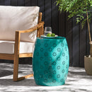 Pastrana - Metal Side Table With Lace Cut Design And Rust Resistant - Teal