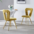 Modern Chair With Iron Tube Legs, Soft Cushions And Comfortable Backrest, Suitable For Dining Room, Living Room, Cafe, Hairball Back