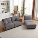 Modern Minimalist Corduroy Combination Sofa With 2 Comfort Cushions With USB & C Charging Ports