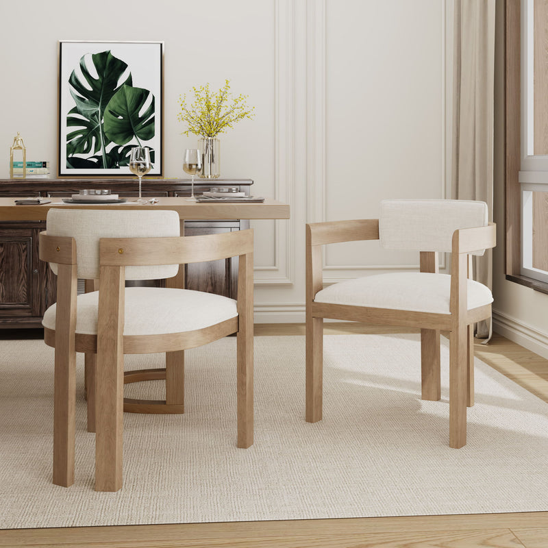 Modern Boucle Fabric Dining Chair With Armrest
