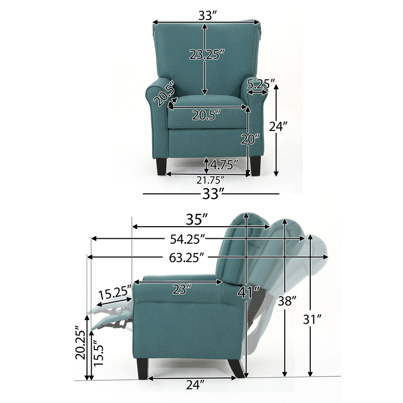 Wide Manual Standard Recliner - Teal