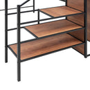 Loft Bed With Desk And Grid, Stylish Frame With Lateral Storage Ladder And Wardrobe