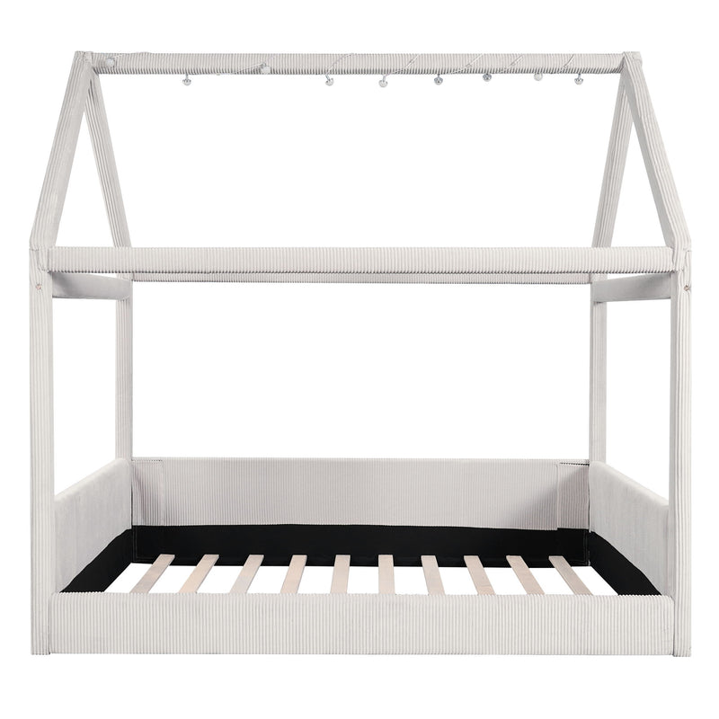 Upholstered House Style Daybed With LED Light Strips