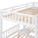 Full Over Twin & Twin Bunk Bed, Wood Triple Bunk Bed with Drawers and Guardrails, White (OLD SKU: LP000143AAK)