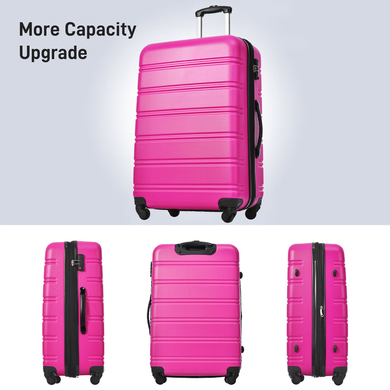 Hardshell Luggage Sets 2 Pieces + Bag Spinner Suitcase With Tsa Lock Lightweight 20" / 28" - Pink