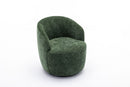 Chenille Fabric Swivel Accent Armchair Barrel Chair With Powder Coating Metal Ring