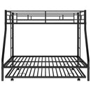 Twin over Full Bed with Sturdy Steel Frame, Bunk Bed with Twin Size Trundle, Two-Side Ladders, Black(OLD SKU:MF194424AAB)