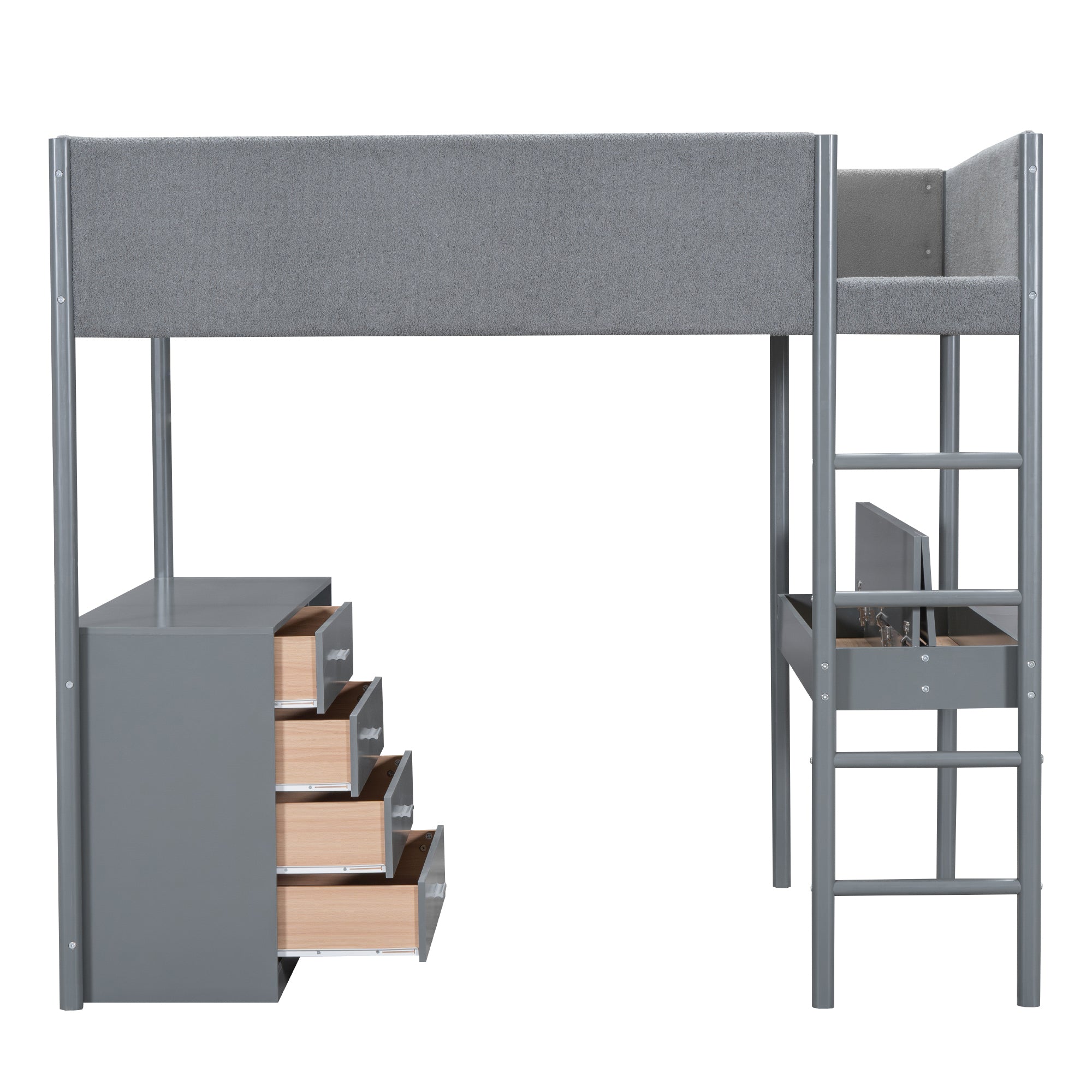 Full Size Teddy FleeceLoft Bed Wood Bed, Gray - Atlantic Fine Furniture Melbourne FL