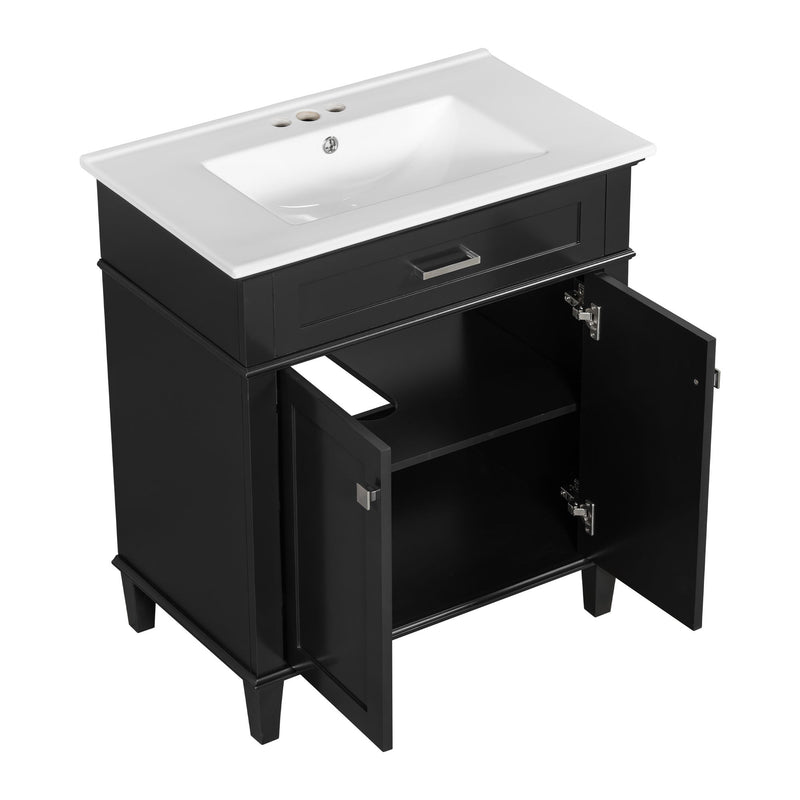 Bathroom Vanity With Ceramic Basin, Soft Close Door And Adjustable Shelves