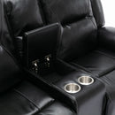 2 Seater Home Theater Recliner Manual Recliner Chair With A LED Light Strip Two Cup Holders And A Storage Box For Living Room