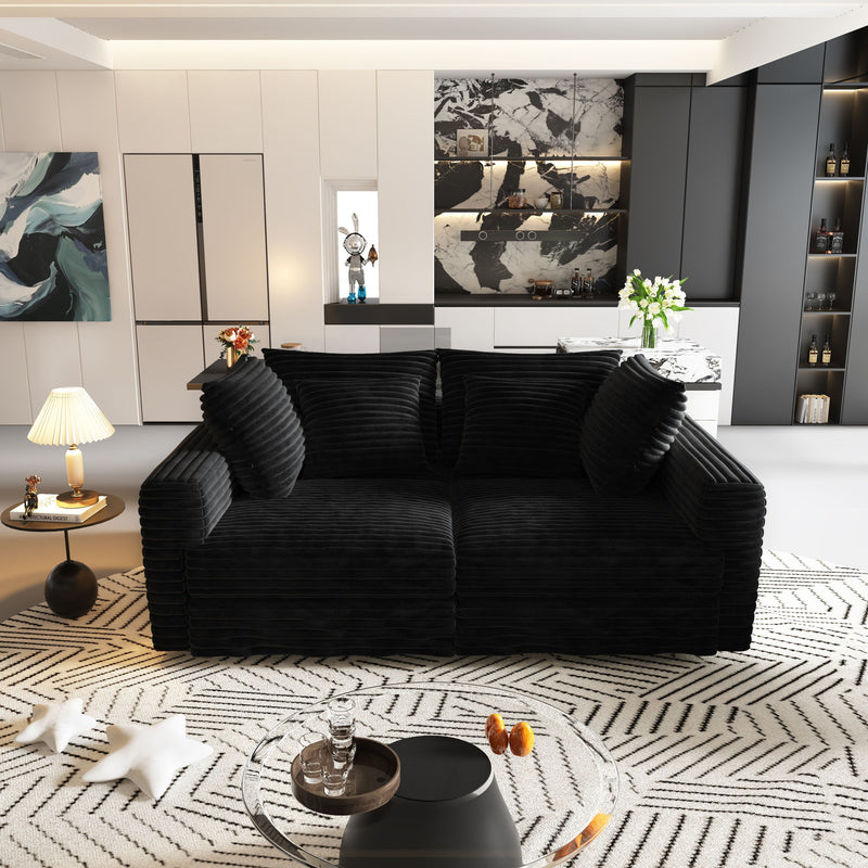 Plush Corduroy 4 Seat Sofa, Modern Comfy Upholstered Sofa Cloud Couch, Deep Seat Couches With Soft Pillows