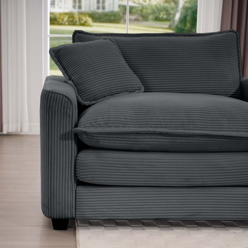 Mid-Century Modern 3 Seater Sectional Sofa With Arm And Throw Pillows
