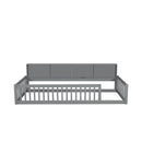 Twin Long Floor Bed With Storage Cabinets And USB Ports - Gray