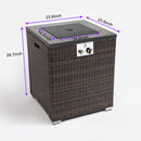 Propane Gas Square Fire Pit, Tile Tabletop With Beautiful Wicker Base For Outside