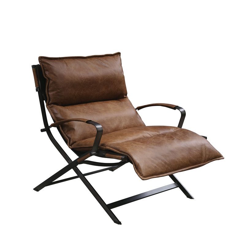 Zulgaz - Accent Chair - Cocoa Top Grain Leather & Matt Iron Finish