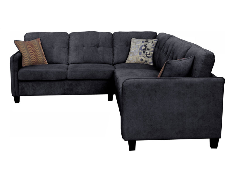 Archie - Velvet 6-Seater Sectional Sofa - Black