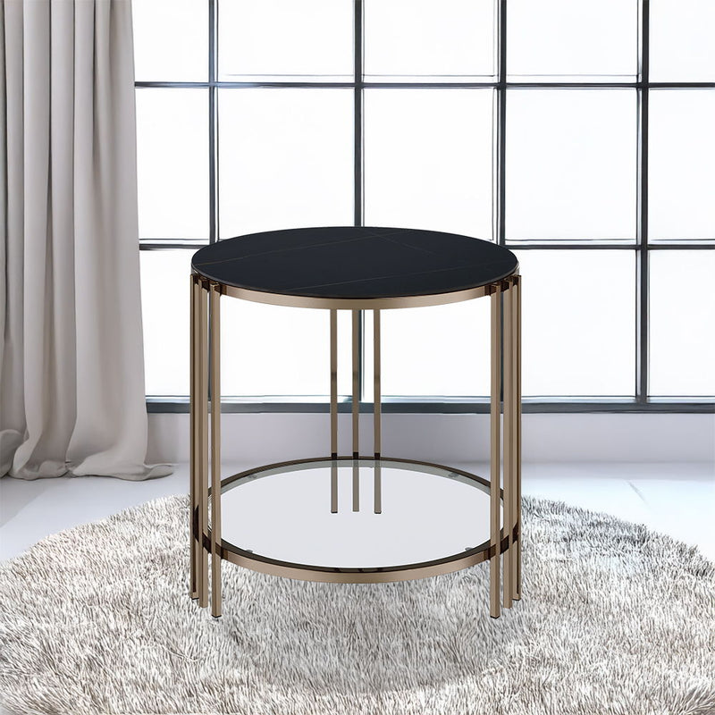 Zaidee - End Table - Sintered Stone & Champagne
