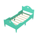 Girl's Love Princess Bed Macaron Twin Size Toddler Bed with Side Safety Rails and Headboard and Footboard, Seasoft Green