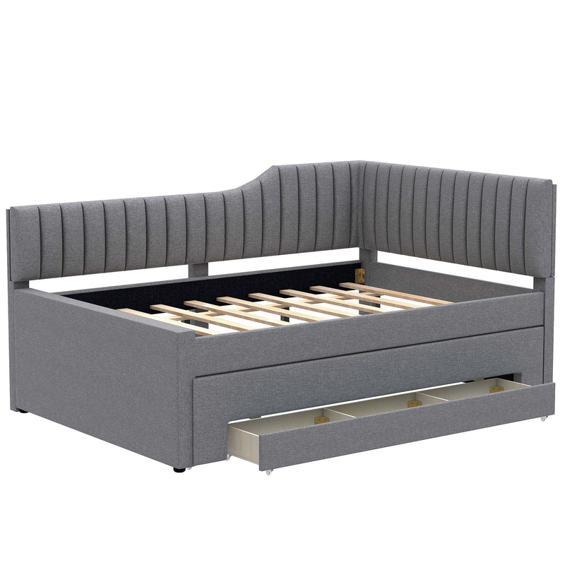 Upholstered Daybed With Trundle And 3 Drawers