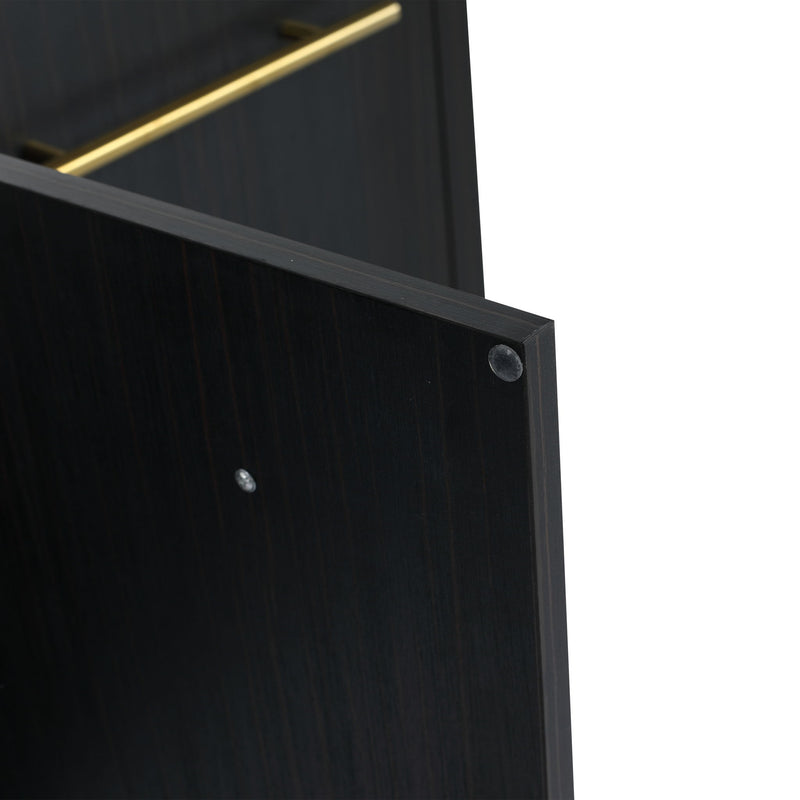 Modern Chestnut Wall Mounted Bathroom Vanity With Left Resin Sink And Storage Rack - Black Chestnut
