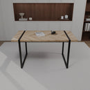 Modern Industrial Dining Table 59" Rectangular Light Wood With Metal Legs For 4 - 6 People - Natural Wood