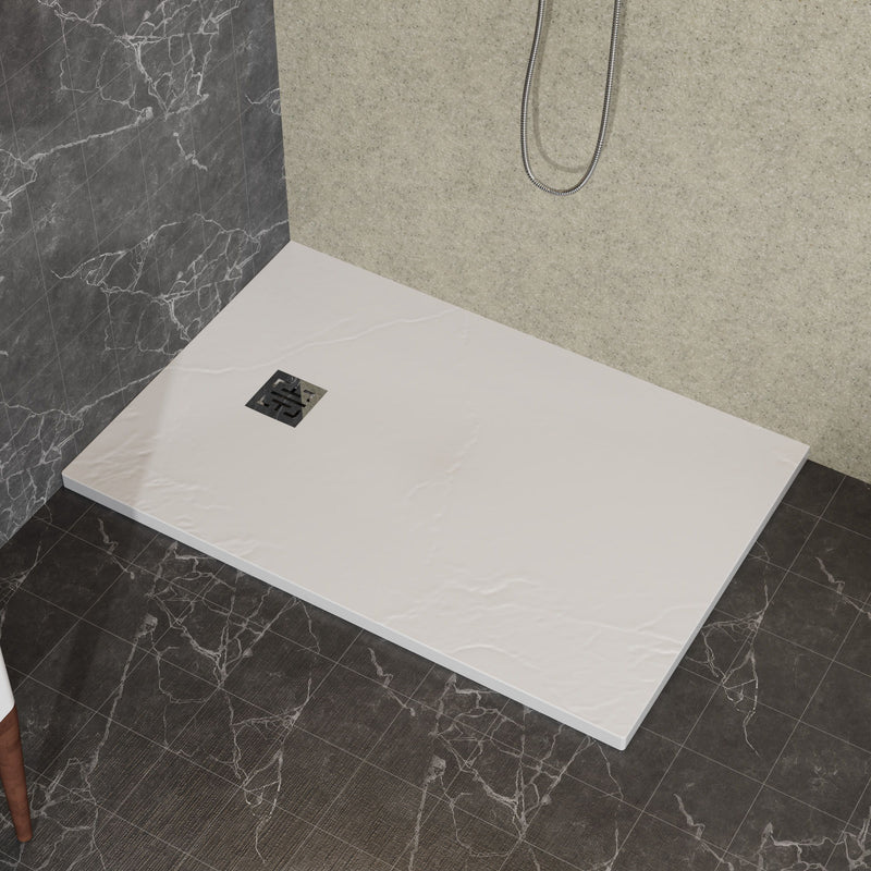 ABS & Acrylic Shower Base With Drain Kit And Stainless Steel Cover - White