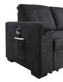 Toby - Woven Fabric Reversible Sleeper Sectional Sofa With Storage Chaise Cup Holder Charging Ports And Pockets