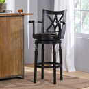 Elegant Leather Swivel Bar Stool With Arms - Espresso
