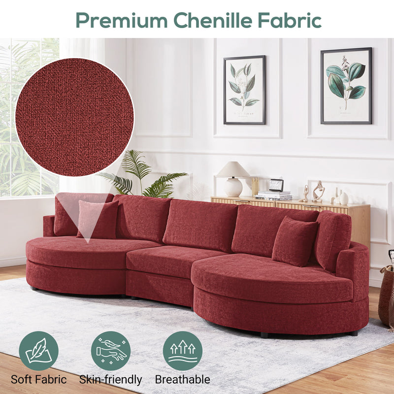 Modern 3 Seater Upholstered Sofa With Curved Design