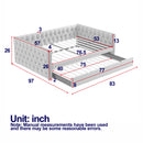 Daybed with Trundle Velvet Upholstered Tufted Sofa Bed, with Button and Copper Nail onSquare Arms,Full Daybed & Twin Trundle-  For Bedroom, Living Room, Guest Room,(83"x57"x26")