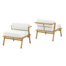 La Fiora - Outdoor Patio Iron Club Chair (Set of 2) - Off White / Teak