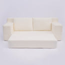 Loveseat Sofa, Comfortable Deep Seat Sofa Bed, Modern Small Corduroy Couch For Living Room Bedroom,Reversible Cushion With Pillows,No Assembly Required,White