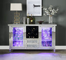 Noralie - 36" Wine Cabinet With LED - Mirrored & Faux Diamonds