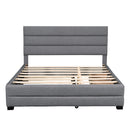 Queen Upholstered Platform Bed with Twin Size Trundle and Two Drawers,Grey