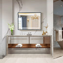 LED Bathroom Beveled Mirror, 3000 - 6000K Gradient Front And Backlit LED Mirror For Bathroom, 3 Colors Dimmable, Ip54 Enhanced Anti Fog