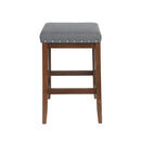 Upholstered Bar Stool With Nailhead Trim And X Frame Design (Set of 2) - Charcoal