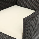 Clementine - Outdoor Wicker Dining Chairs Set With Water Resistant Cushions (Set of 2) - Brown Multi