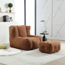 Modern Indoor Fluffy Bean Bag Chair With Memory Foam And Ottoman, Super Soft
