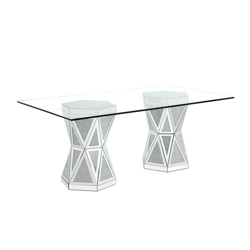 Noralie - 71" X 39" Dining Table - Mirrored & Faux Diamonds
