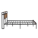 Platform Bed Frame With Wooden Headboard And Footboard, USB Liner