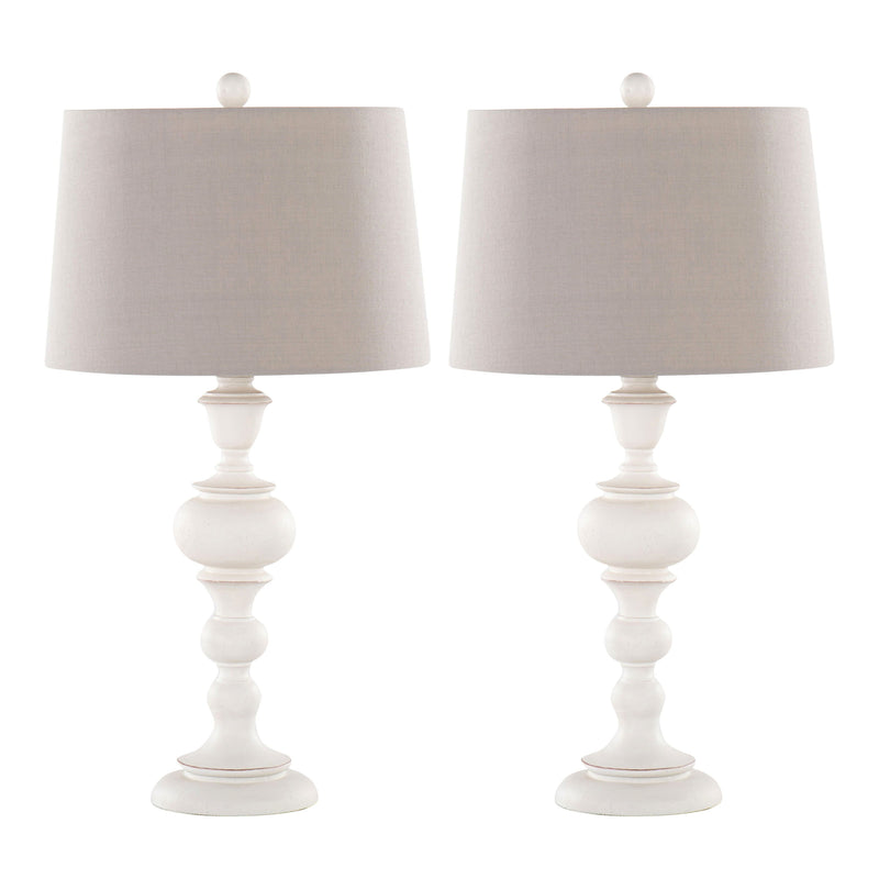 Morocco - Farmhouse Poly Table Lamp (Set of 2) - Distressed Off White / Soft Gray