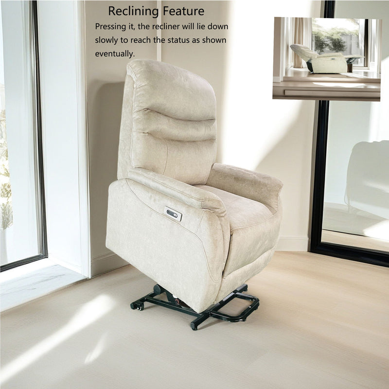 Comfortable Electric Lift Chair, Made Of High Grade Leather, Provides Full Body Support And Convenient Remote Control Operation, Making It An Ideal Choice For The Elderly And Those With Limited Mobili - Light Gray