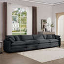 Modern Upholstered 4 Seater Corduroy Fabric Sofa With Arm And Throw Pillows