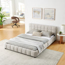 Modern Platform Bed Frame With Thick Chenille Fabric
